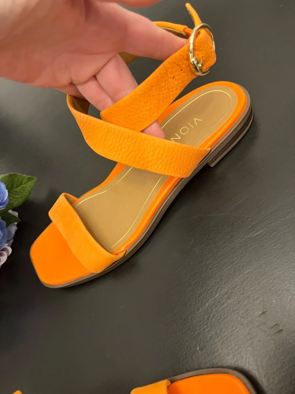 Vionic NWOB Anaya Strappy Ankle Leather Sandals Orange Marmalade Sz 7.5 Summer - Picture 6 of 13